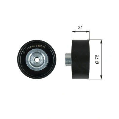 Image of 1372770, 6C1Q6C344AB Idler Pulley GATES T36444 PowerGrip FORD: Transit Mk6 Van, Caja / Chasis, Minibus