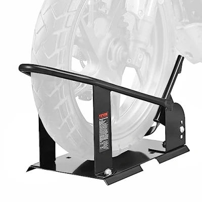 Image of VEVOR Motorcycle Wheel Chock, 816.5 kg Capacity Cradle Holder, Heavy duty Steel Front Stand with 3 Adjustable Holes, For 381 533.4 mm Off Road Motorcycles, Standard Motorcycles