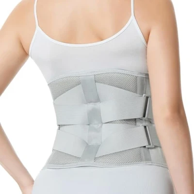 Image of Neotech Care Adjustable Double Pull Lumbar Brace/Lower Back Belt (Grey, Size S)