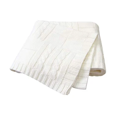 Image of Ziyunlong Baby Blanket Knit Soft Lightweight Cozy Cable Warm for Newborn White 80 x 100cm