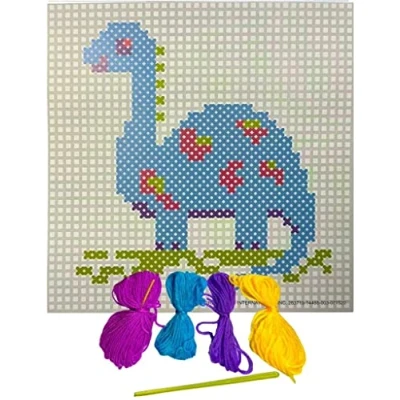 Image of Orbitron Embroidery Cross Stitch Kit Set for Beginners Handmade DIY Craft (Dinosaur)