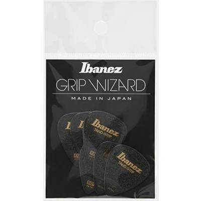 Image of IBANEZ Flat Pick Sand Grip Black Pack of 6 (PPA14HSG BK)