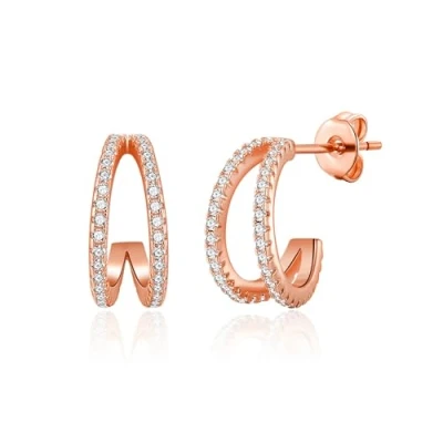 Image of Philip Jones Rose Gold Plated Split Hoop Earrings Created with Zircondia® Crystals