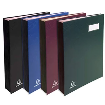 Image of Exacompta Ref. 22240E 1 executive signature canvas gusseted back label holder plastic cover 24 pink card compartments with 3 perforations 24x32 cm random colours