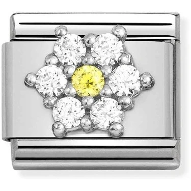 Image of Nomination White + Yellow Crystal Flower Charm