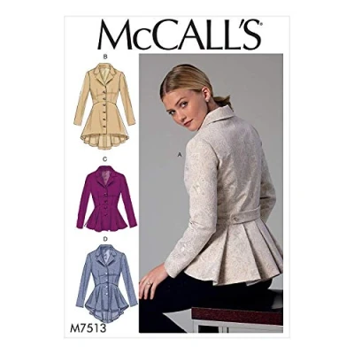 Image of Mccall&#039;s Patterns 7513 E5,Misses Jackets,Sizes 14 22, Tissue, Multi/Colour, 17 x 0.5 0.07 cm