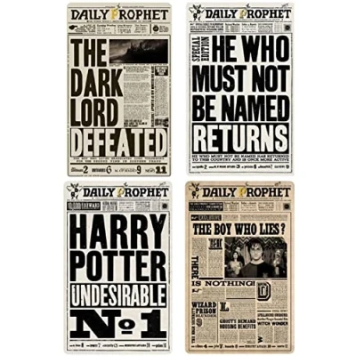 Image of Melody Jane Dolls House Daily Prophet Newspaper Posters Miniature Study Accessory 1:12 Scale
