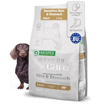 Image of Nature&#039;s Protection Superior Care Grain Free Adult Small Breeds Dry Dog Food High Protein Lamb for Sensitive Stomach, Reduces Tear Stains, Healthy Coat, Strong Bones Super Premium 1.5kg.