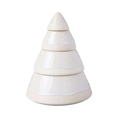 Image of like. by Villeroy &amp; Boch Winter Glow glass box tree, Christmas pastry in Premium Porcelain, White / Beige