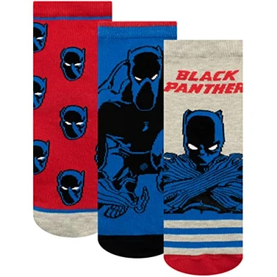 Image of Marvel Boys Socks Pack of 3 Black Panther Multicoloured 4 6