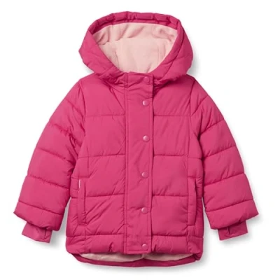 Image of Amazon Essentials Girls&#039; Heavyweight Hooded Puffer Jacket, Pink, 11 12 Years
