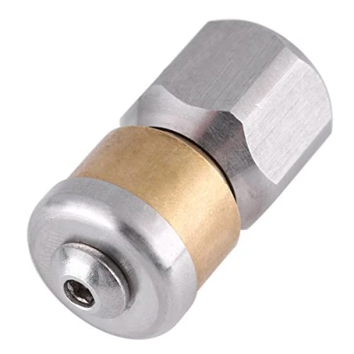 Image of Stainless Steel Rotating Drain Blaster Cleaning Nozzle Sewer Jetter 1/4&quot; BSP Female Thread for Pressure Washer