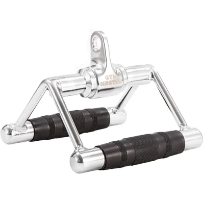 Image of GYM MASTER Heavy Duty Twin Seated Row V Handle Textured Grip Cable Attachment