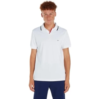 Image of Tommy Hilfiger Men RWB Tipped V Collar Reg Polo S/S Polos, White, S