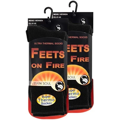 Image of STARK SOUL FEETS on FIRE 2 pairs of men&#039;s ultra thermal socks, warm winter black, size 41 45
