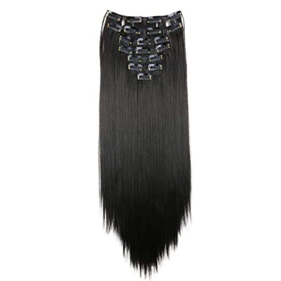 Image of CAISHA XXL 24&quot; 8 Pieces Set Clip In Extensions Hair Extension Hairpiece Straight Natural Black CES26