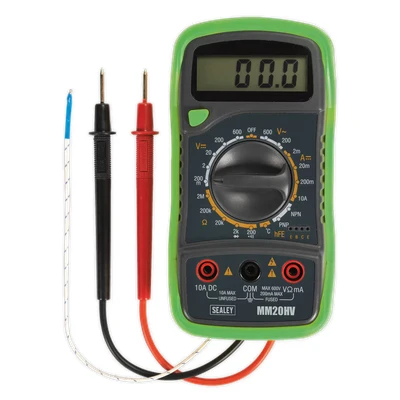 Image of Sealey Digital Multimeter 8 Function with Thermocouple Hi Vis