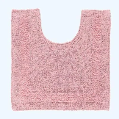 Image of HOMESCAPES Toilet Mat, Luxury 1600gsm Extra Soft 100% Cotton, Reversible Bathroom Mats Non Slip, Washable, Super Absorbent, Quick Dry, Blush Pink Pedestal Mat for Toilet, 50 x 55 cm