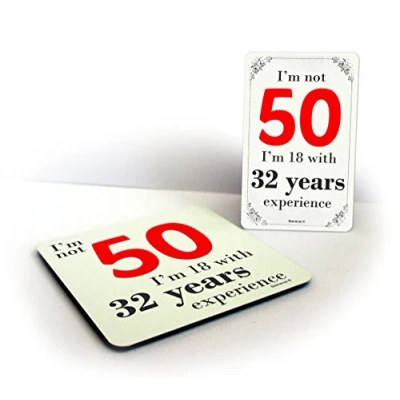Image of I&#039;m Not 50 Funny 50th Birthday Drinks Coaster &amp; Magnet Bundle