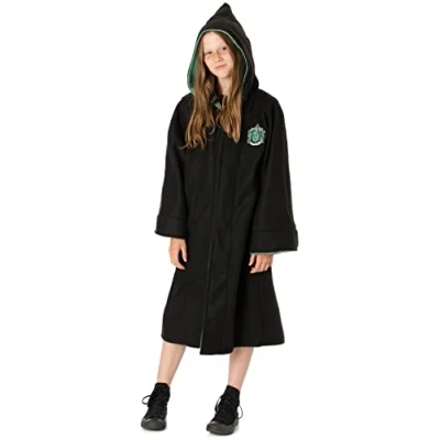 Image of Harry Potter Cloak Dress Up Kids Boys Girls Gryffindor OR Slytherin Cape Options Hogwarts House Uniform Replica Costume Magical Fancy Outfit