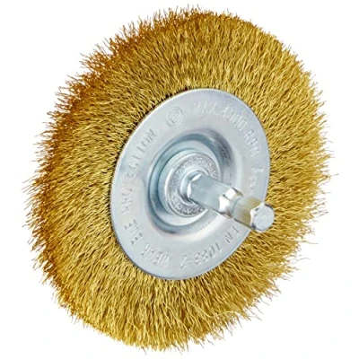 Image of KWB FINE Brass Wire DISC Brush Ø 75 MM for Metal and Stone, Hexagonal Shaft Included