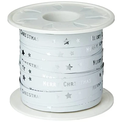 Image of Präsent Merry Christmas Curling Ribbon White 10 mm Width, 100 m Length