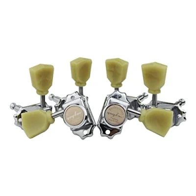 Image of Guyker 3x3 Vintage Style Locking Guitar Machine Heads 1:15 Ratio Lock String Deluxe Tuning Key Pegs Tuners Set Replacement for Electric, Acoustic or Folk Guitars Chrome