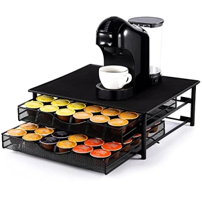 Image of SYSYLY Coffee Pod Holder For Dolce Gusto Pods, Storage Drawer,2 Tier Pods Drawer,Anti Vibration Design,Capacity 72 Pods.