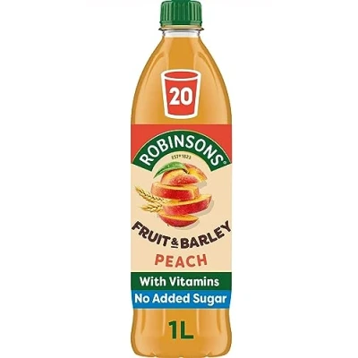 Image of Robinsons Fruit &amp; Barley Peach Squash, 1 l (Pack of 1)