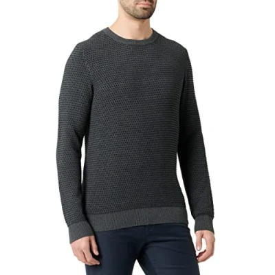 Image of JACK&amp;JONES Men&#039;s JJEATLAS Knit Crew Neck NOOS Pullover Sweater, Dark Grey Melange, XL