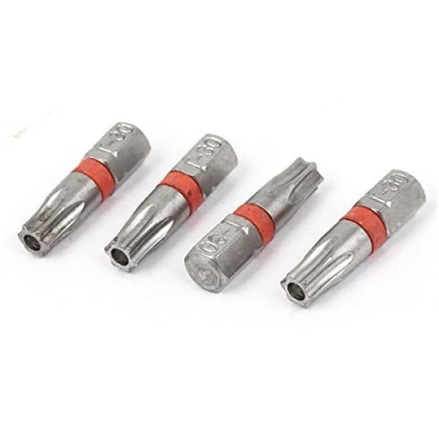 Image of Sourcingmap 1/4&quot; Hex Shank Magnetic T30 Torx Security Screwdriver Bit Gray 4pcs