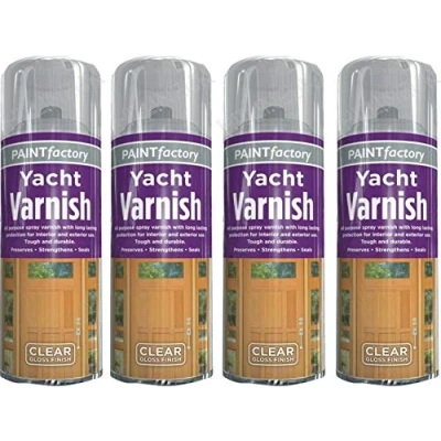 Image of 4 x All Purpose Yacht Varnish 400ML Professional Gloss Finish Spray Wood Color Paint