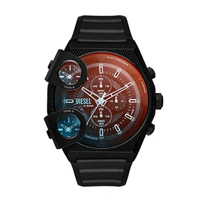 Image of Diesel Watch for Men Sideshow, Quartz Two Hand Movement, 51 mm Black Stainless Steel Case with a Silicone Strap, DZ7474