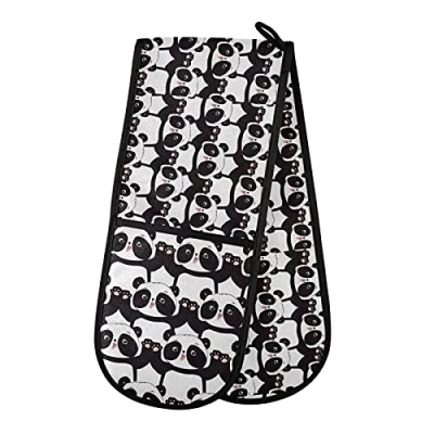 Image of PUXUQU Oven Gloves Double Mitts Gloves, Cute Panda Bear Heat Resistant for Baking BBQ Kitchen Cooking
