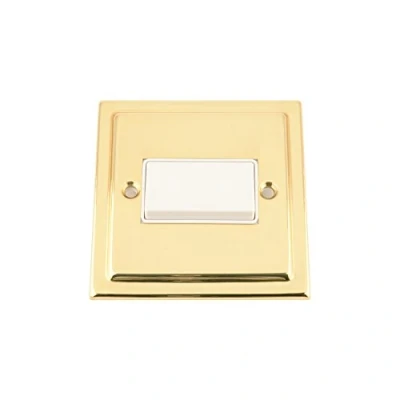 Image of Fan Isolator 3 Pole Switch Victorian Polished Brass White Insert Plastic