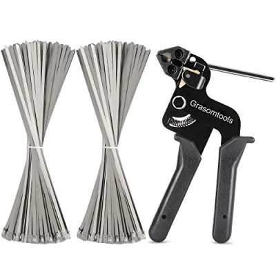 Image of 200PCS Stainless Steel Cable Ties and Metal Tie wrap Gun,Zip Tool,Cable Gun for Ties, 4.6 * 270mm