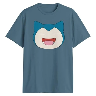 Image of Pokemon Big Face Charmander Pikachu Squirtle Bulbasaur Psyduck Snorlax Adult T shirt, Slate, S