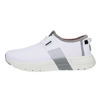Image of HEYDUDE Women&#039;s Sirocco Sport Stripe Sneaker Shoe Trainers with Easy on Lace System, White, 8 UK