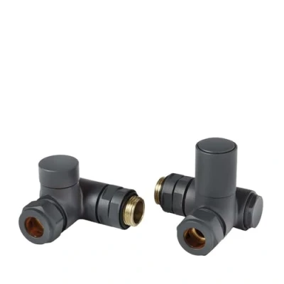 Image of Milano Anthracite Manual Dual Fuel Corner Heated Towel Rail Radiator Valves