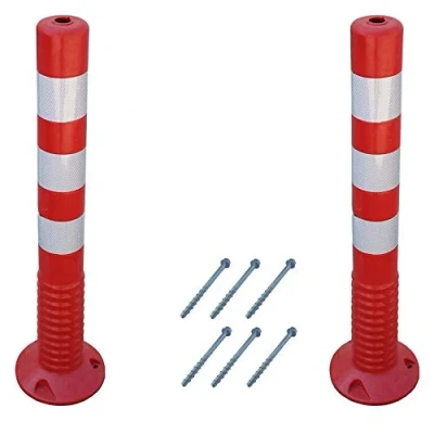 Image of SNS SAFETY LTD Plastic Traffic Post with Reflective Collars, made of Flexible Polyurethane, Red (Pack 2, 75 cm)