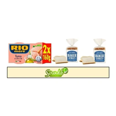 Image of Rio Mare Tuna (160g X 2) and Baker Street Bread (500g (Tuna with White Bread)