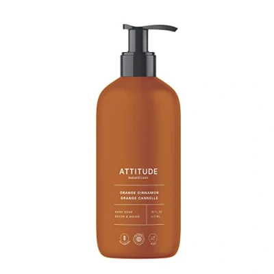Image of ATTITUDE Liquid Hand Soap, EWG Verified, Plant and Mineral Based, Dermatologically Tested, Vegan, Orange Cinnamon, 473 mL