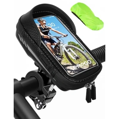 Image of LEMEGO Bike Phone Holder Waterproof 360 Rotatable Motorbike Holder, Upgraded Ultra stable Mount, Large Capacity Bicycle Handlebar Bag with Rain Cover &amp; Reflective for up to 6.5&#039;&#039; Smartp