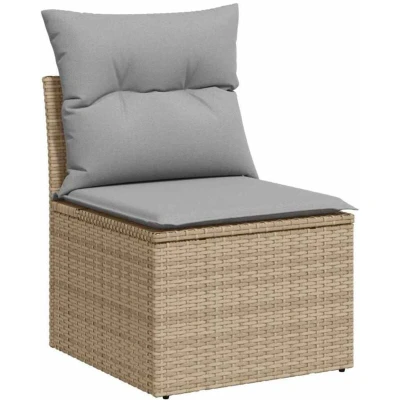 Image of vidaXL 12 Piece Garden Sofa Set with Cushions Beige Poly Rattan Acacia