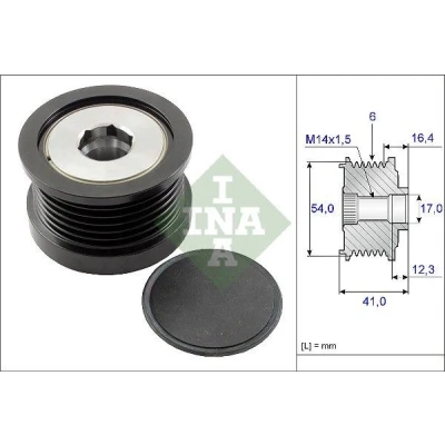 Image of 68254601AA Freewheel Clutch INA 535 0259 10 Requires special tools for mounting FORD: Focus 2, 2 Kombi, FIAT: Doblo II Box Body / Estate