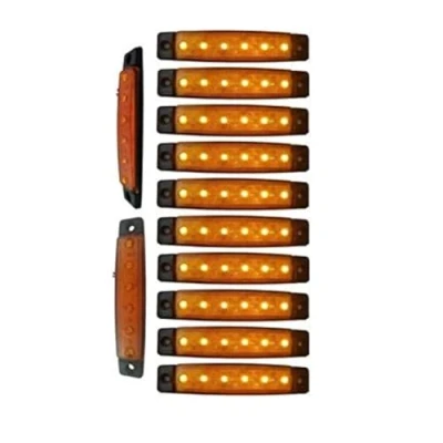 Image of YUK 10 pcs 3.8&quot; 6 Led side marker Trailer lights for trucks, light amber, Rear light, Truck cab lights, RV (Yellow)