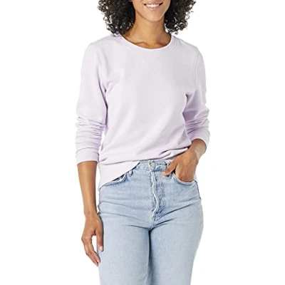 Image of Amazon Essentials Women&#039;s French Terry Fleece Crewneck Sweatshirt (Available in Plus Size), Lilac, S