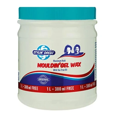 Image of Stylin&#039; Dredz Moulding Strong Maximum Hold Gel Wax with Tea Tree Oil Hair Care for Dreadlocks 1300 ml