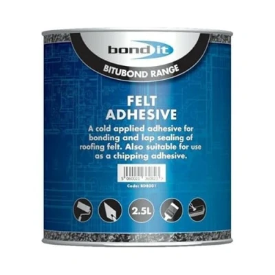 Image of Bond It Black Felt Adhesive Roofing Tools DIT Building Trade Bitumen Range Primer Paint Trowel Mastic Roof Leak UK (2.5L)