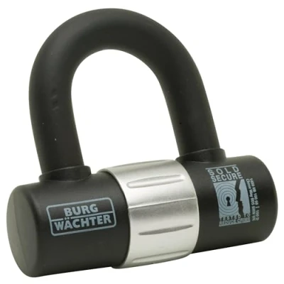 Image of Burg Wachter 100D 14mm Heavy Duty Sold Secure Diamond &amp; Gold Padlock U Lock Black